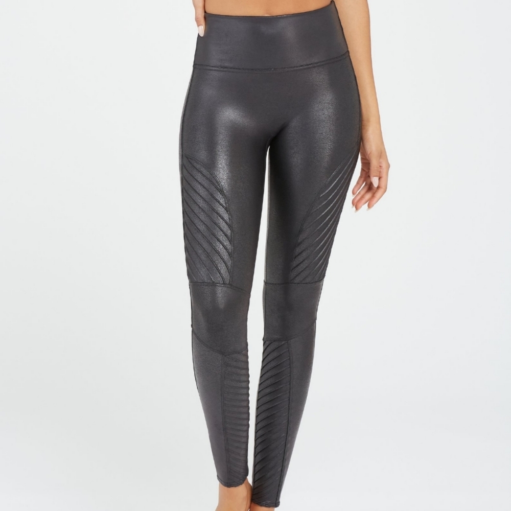 SPANX Faux Leather MOTO Leggings L